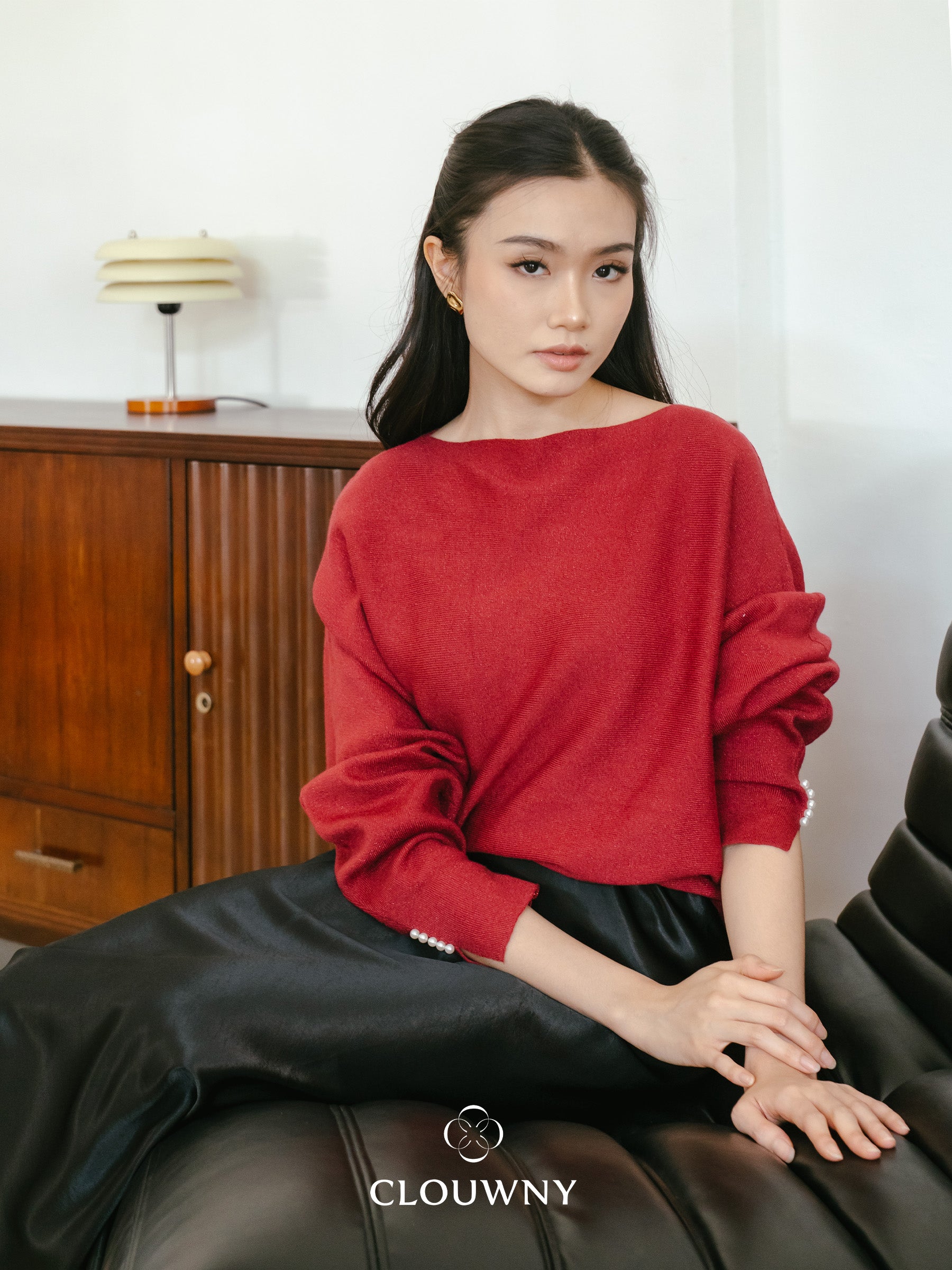 Arvi Glitter Batwing Top - Maroon